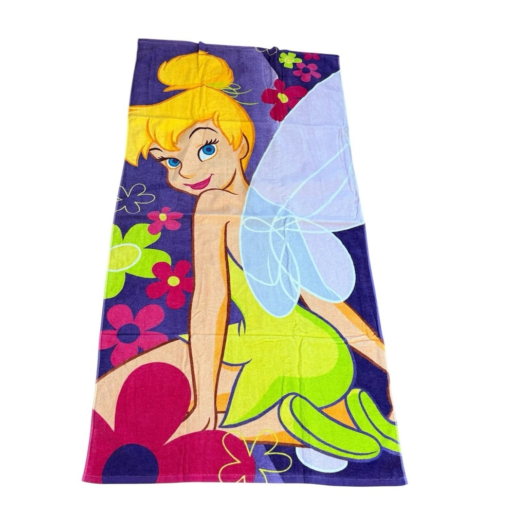 Vintage DISNEY Shopping TINKER BELL Beach Pool Towel 30X60 Tink Fairies Y2K